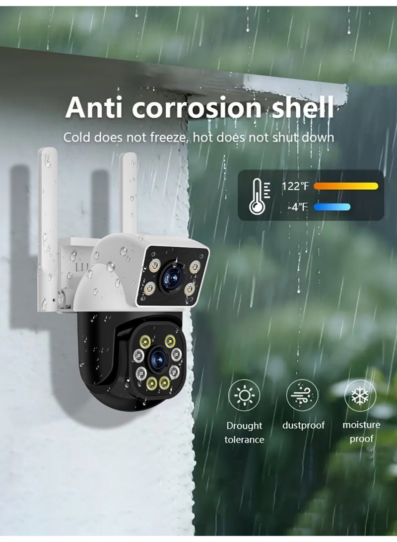 Onno كاميرا أمان لاسلكية خارجية عدسة مزدوجة من أوننو، دقة 2K فول إتش دي مع دوران أفقي 355 درجة وعمودي، رؤية ليلية ملونة، صوت ثنائي الاتجاه، كشف الحركة، واي فاي 2.4 جيجاهرتز، تحكم عن بعد عبر التطبيق – كاميرا مراقبة أمان منزلي للفناء والمرآب والممر الأمامي - Image 4